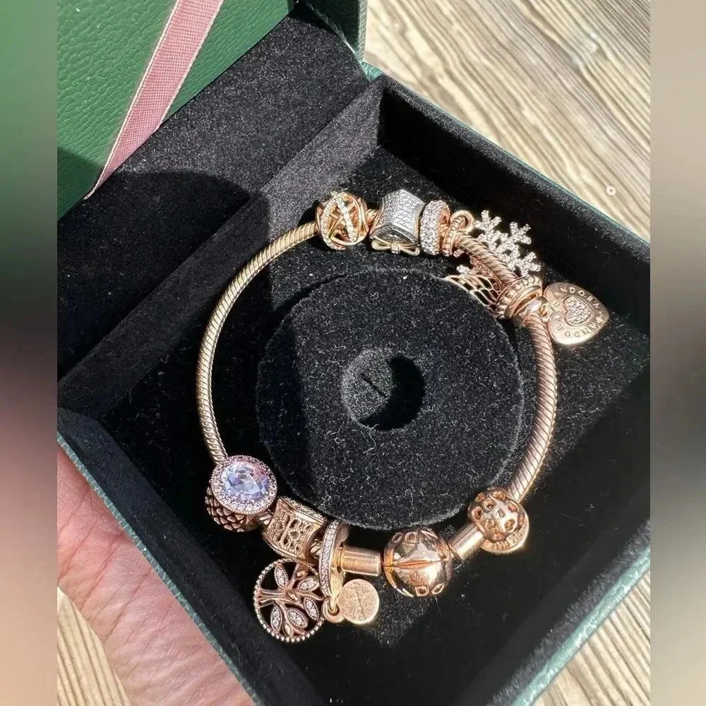Pandora Limited edition Rose Gold bracelet set 10 charms,Very Rare to find